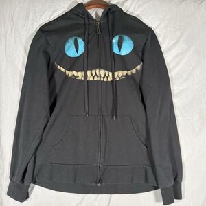 Disney Alice in Wonderland Cheshire Cat Hoodie M Blue Eyes  Zip Up Key‎ Pull